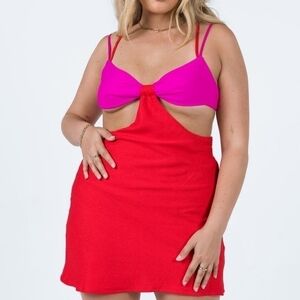 0 - Princess Polly | Foster Cut Out Mini Dress Pink/Red